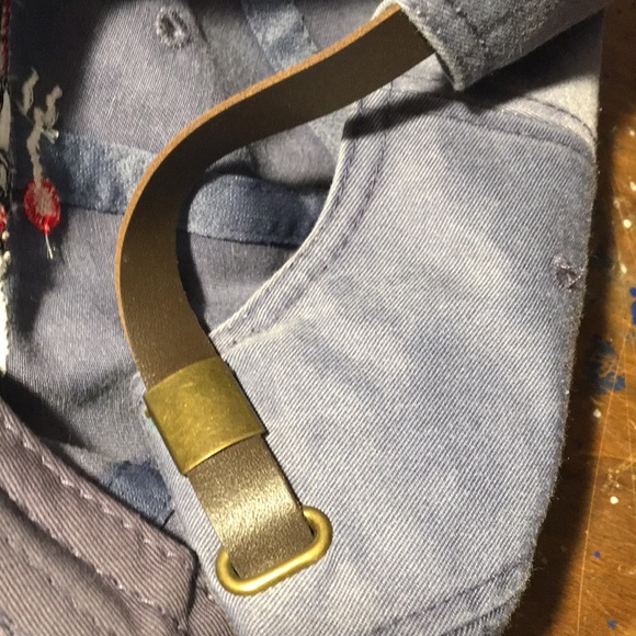 Skipper’s hat full 6 panel adjustable leather back strap boating cap faded blue - Picture 10 of 13